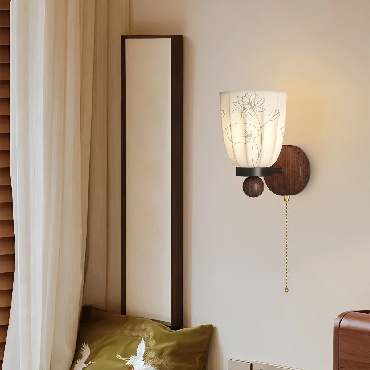 Antizer French Retro Fabric Wall Lamp for Bedroom