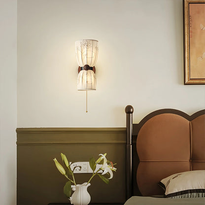 Antizer French Retro Fabric Wall Lamp for Bedroom