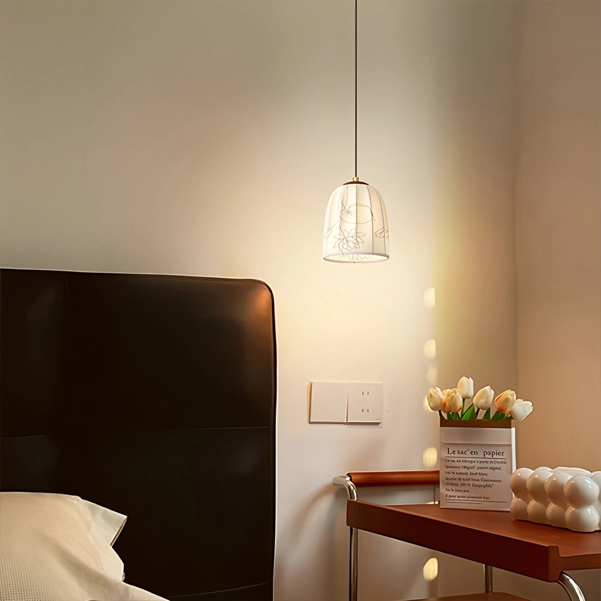 Antizer French Retro Fabric Wall Lamp for Bedroom