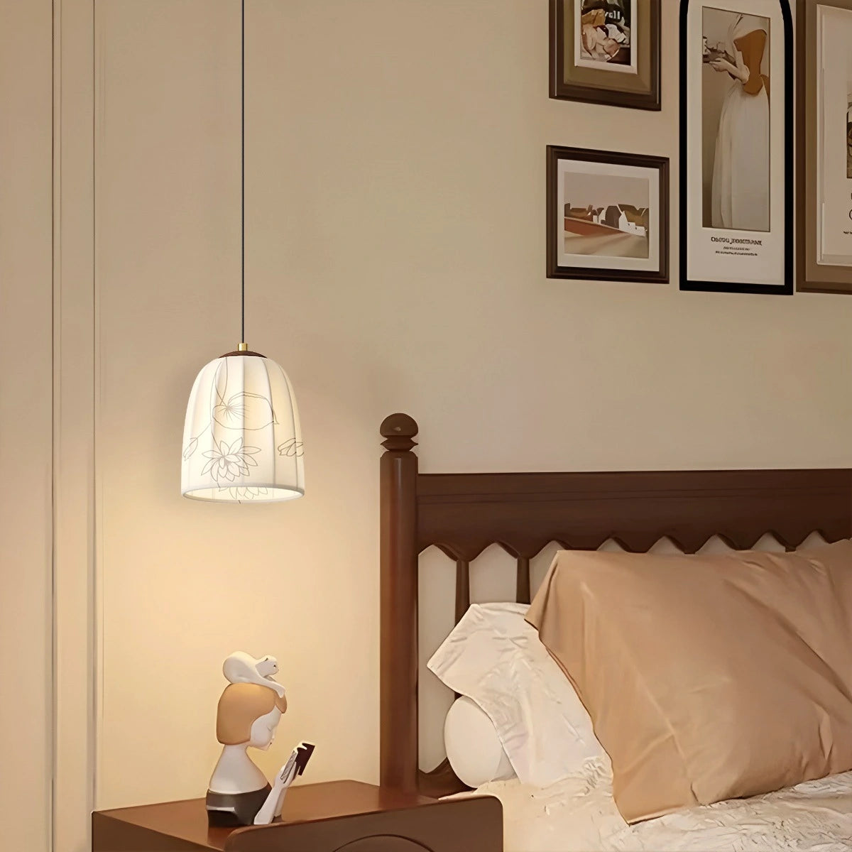 Antizer French Retro Fabric Wall Lamp for Bedroom