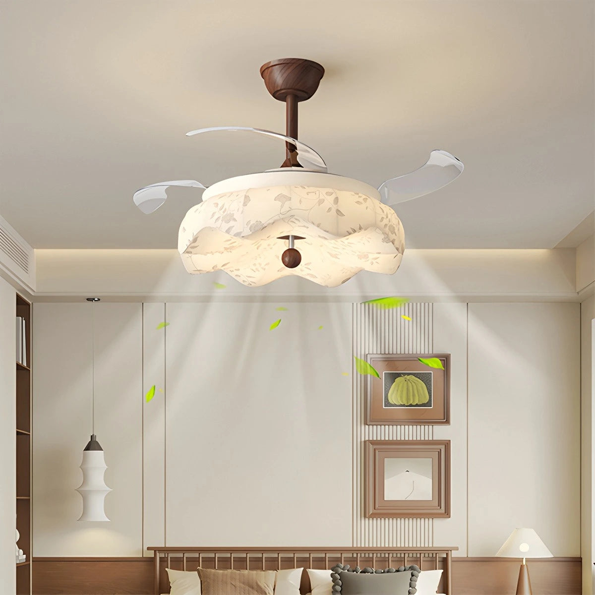 Antizer Fabric Retractable Ceiling Fan with LED Light