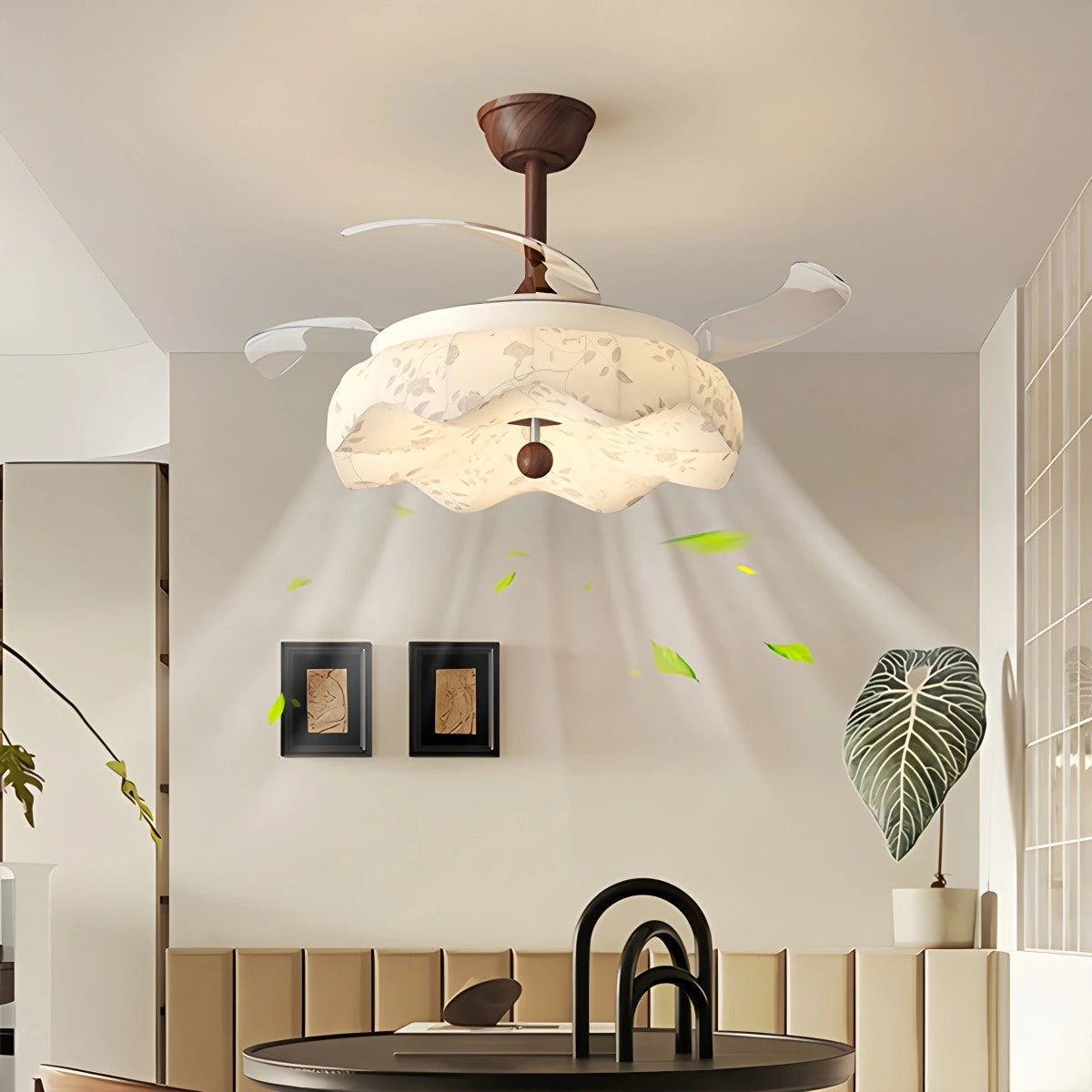 Antizer Fabric Retractable Ceiling Fan with LED Light