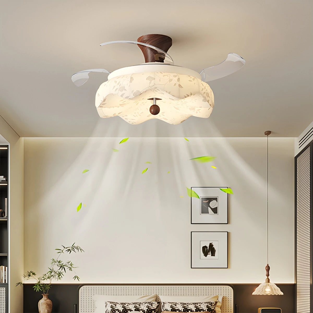 Antizer Fabric Retractable Ceiling Fan with LED Light