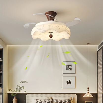 Antizer Fabric Retractable Ceiling Fan with LED Light