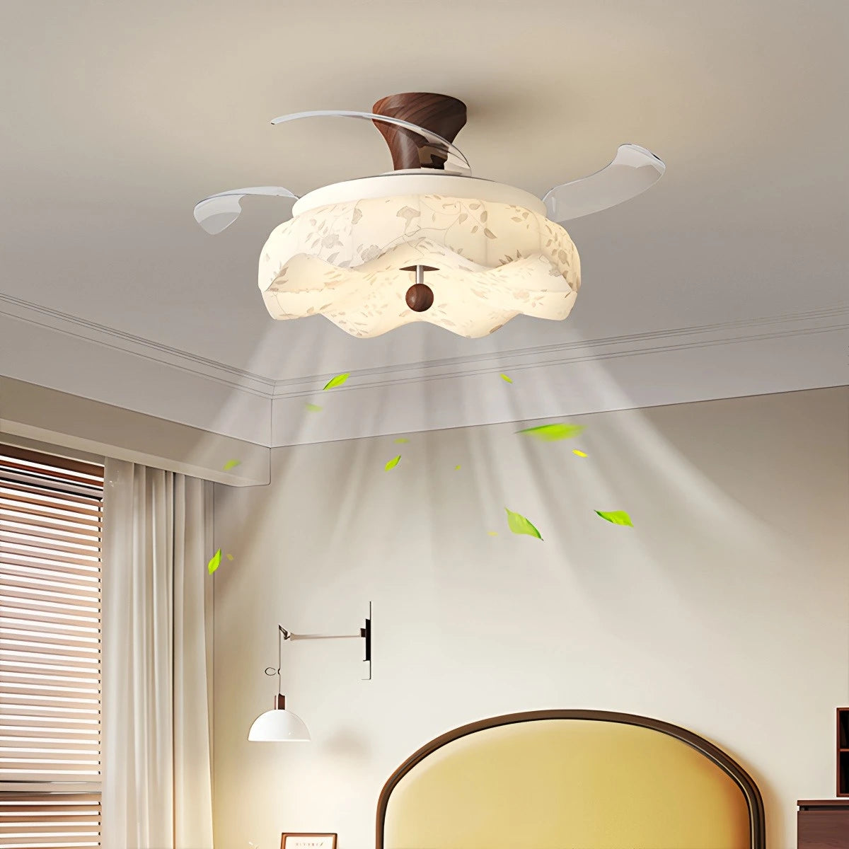 Antizer Fabric Retractable Ceiling Fan with LED Light