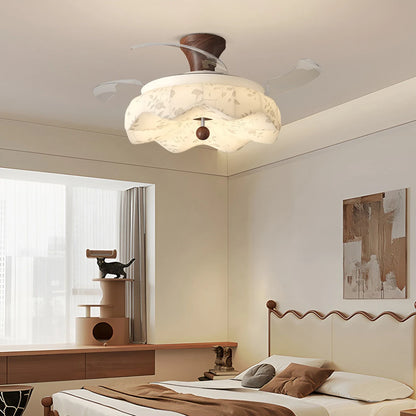 Antizer Fabric Retractable Ceiling Fan with LED Light