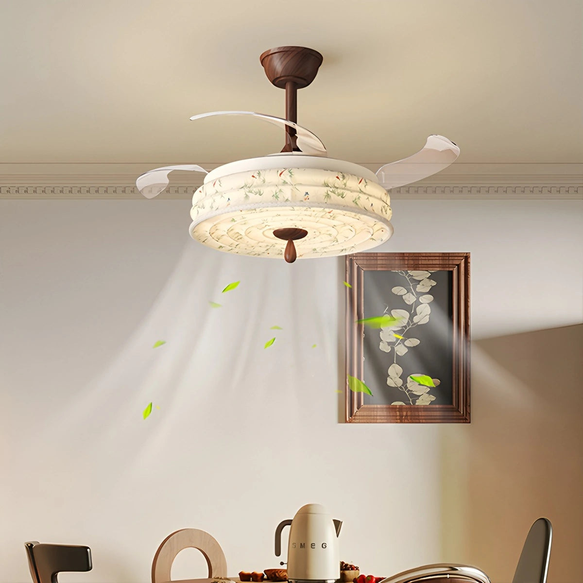 Antizer Fabric Silent Invisible Ceiling Fan Light