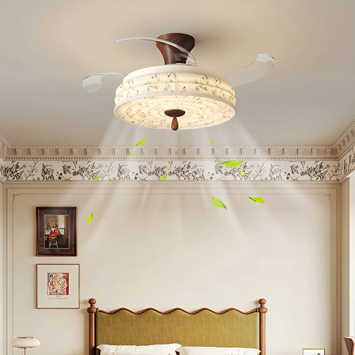 Antizer Fabric Silent Invisible Ceiling Fan Light