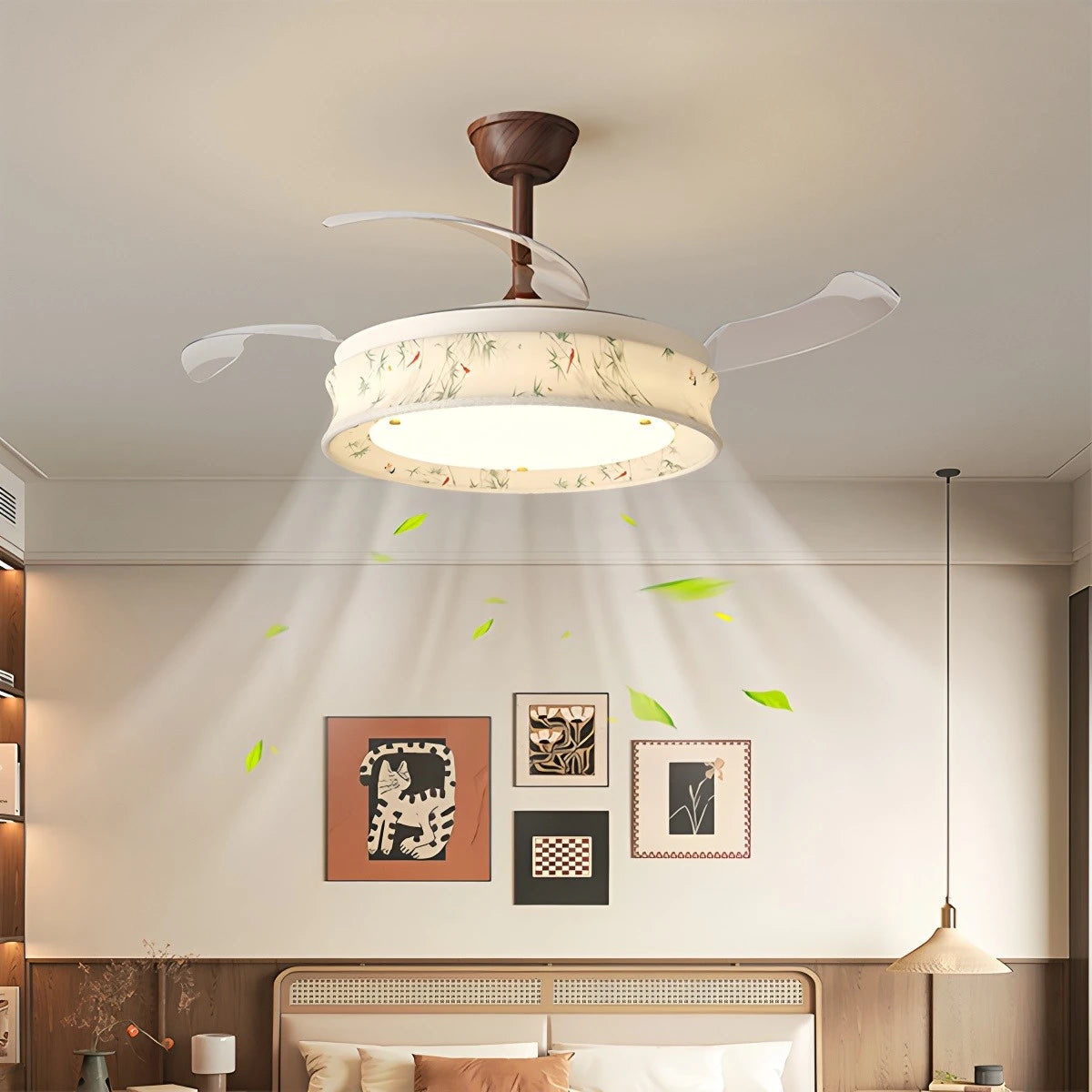 Antizer French Fabric Invisible Ceiling Fan Light