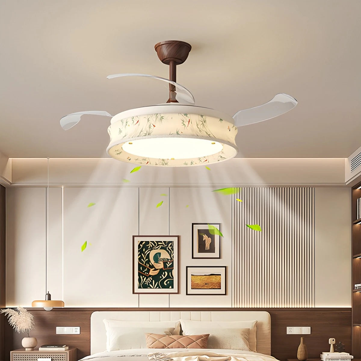 Antizer French Fabric Invisible Ceiling Fan Light