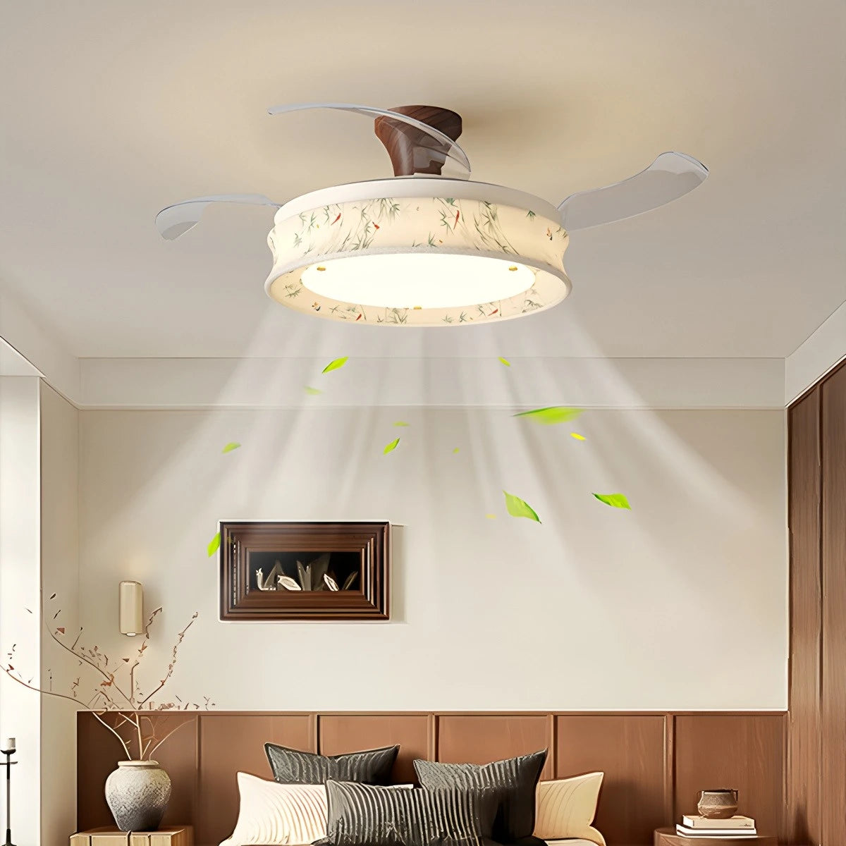 Antizer French Fabric Invisible Ceiling Fan Light