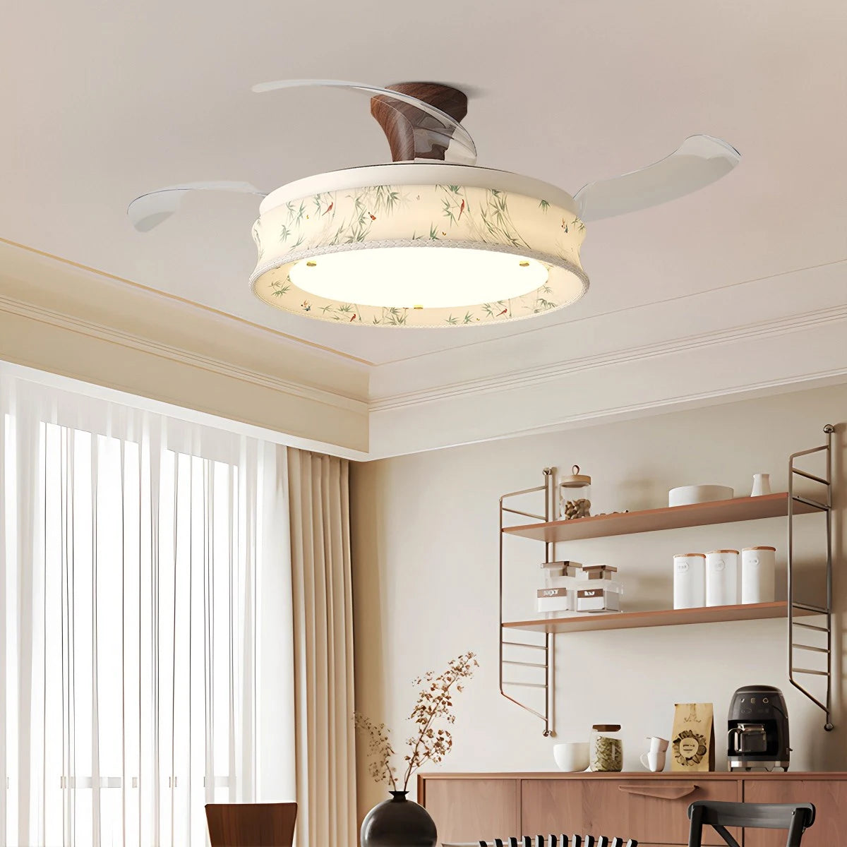 Antizer French Fabric Invisible Ceiling Fan Light