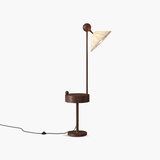 Antizer Retro Fabric Lampshade Floor Lamp with Round Shelf