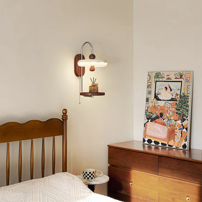 Antizer Cream Style Bedside Wall Lamp with Shelf