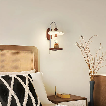 Antizer Cream Style Bedside Wall Lamp with Shelf