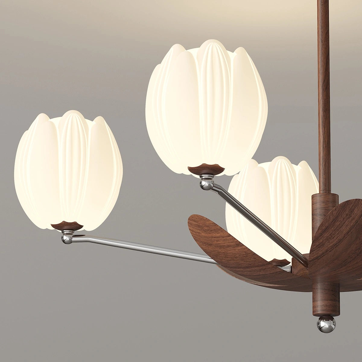 Antizer Retro Walnut Color Flower Chandelier for Living Room