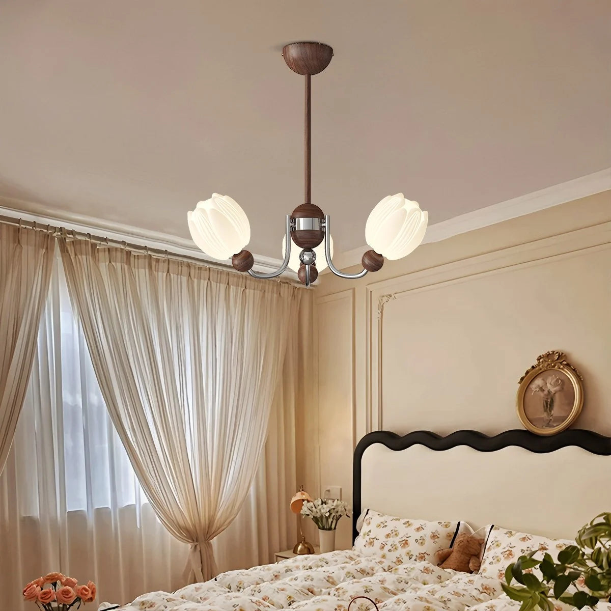 Antizer French Retro Flower Chandelier for Living Room