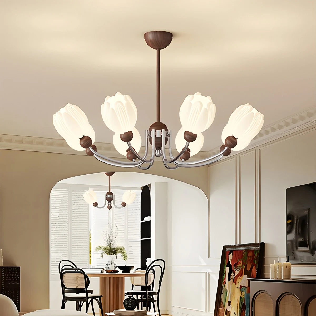 Antizer French Retro Flower Chandelier for Living Room