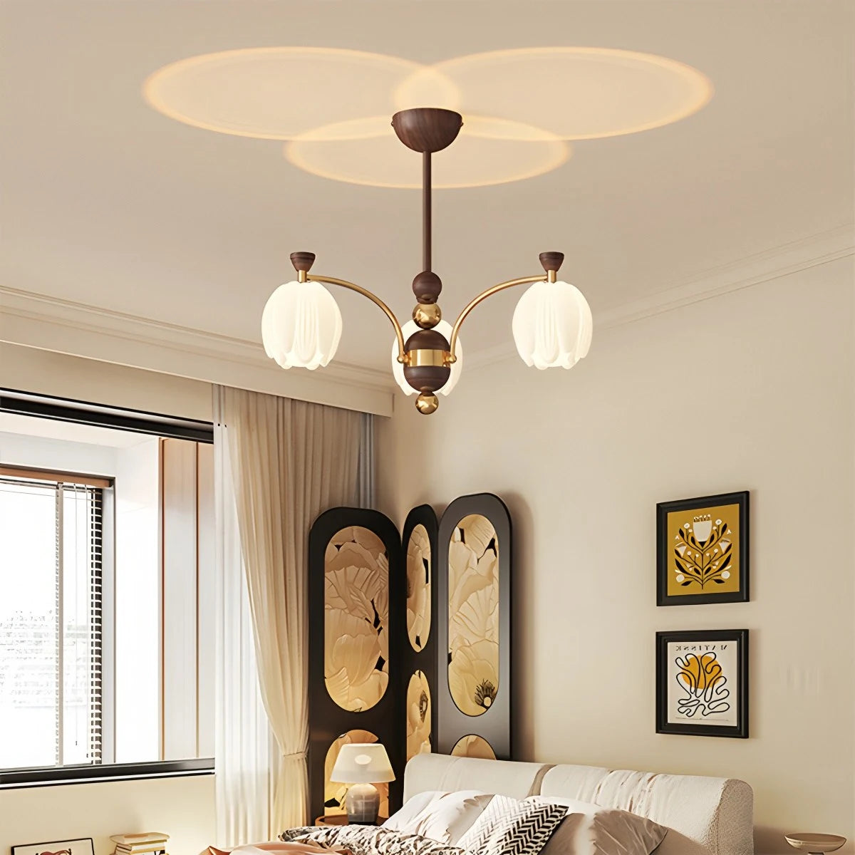 Antizer French Retro Cream Flower Bud Chandelier