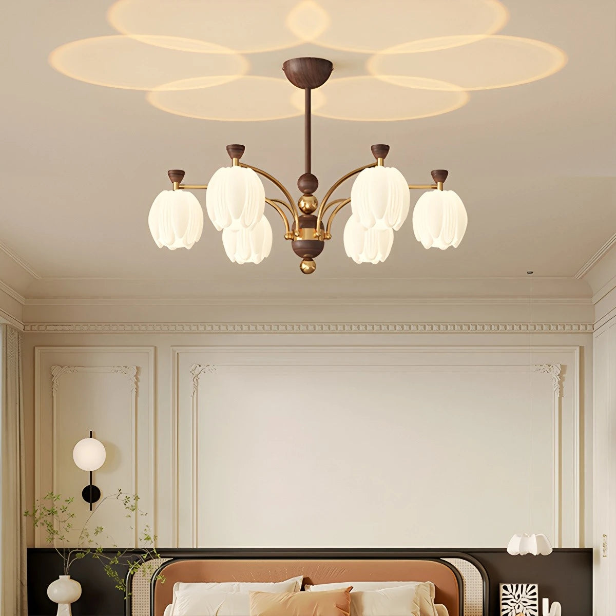 Antizer French Retro Cream Flower Bud Chandelier