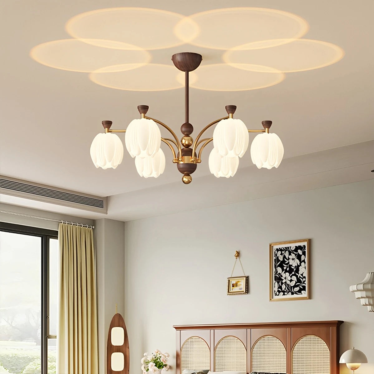 Antizer French Retro Cream Flower Bud Chandelier