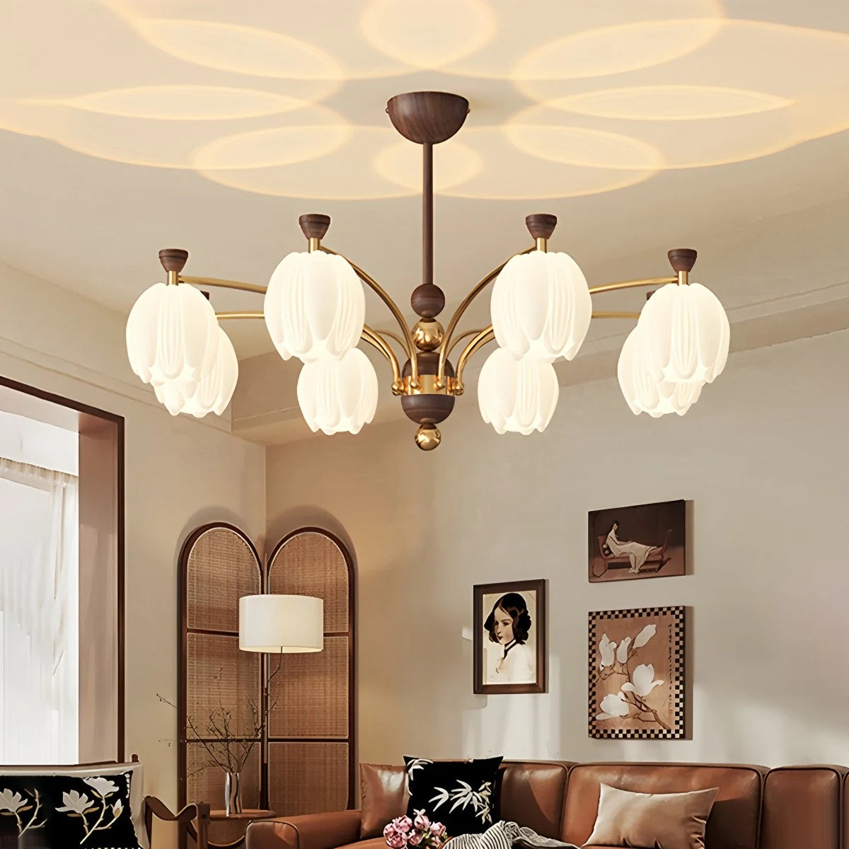 Antizer French Retro Cream Flower Bud Chandelier