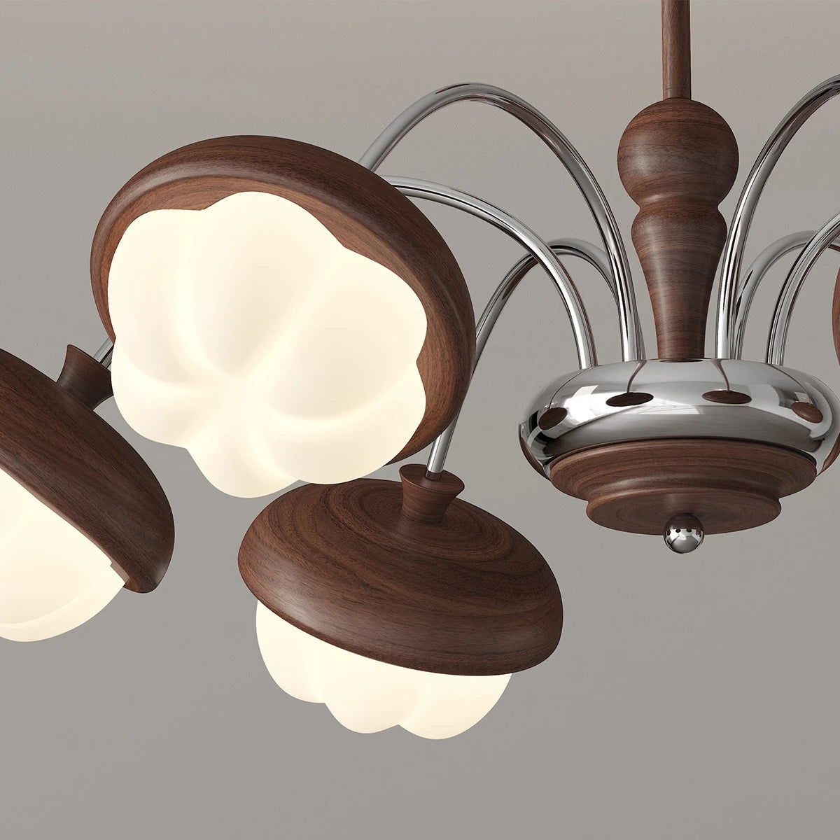 Antizer Vintage Walnut Multi-Head Chandelier for Bedroom