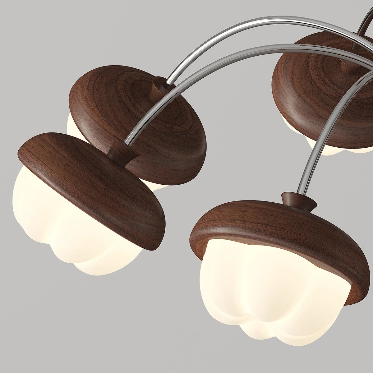 Antizer Vintage Walnut Multi-Head Chandelier for Bedroom