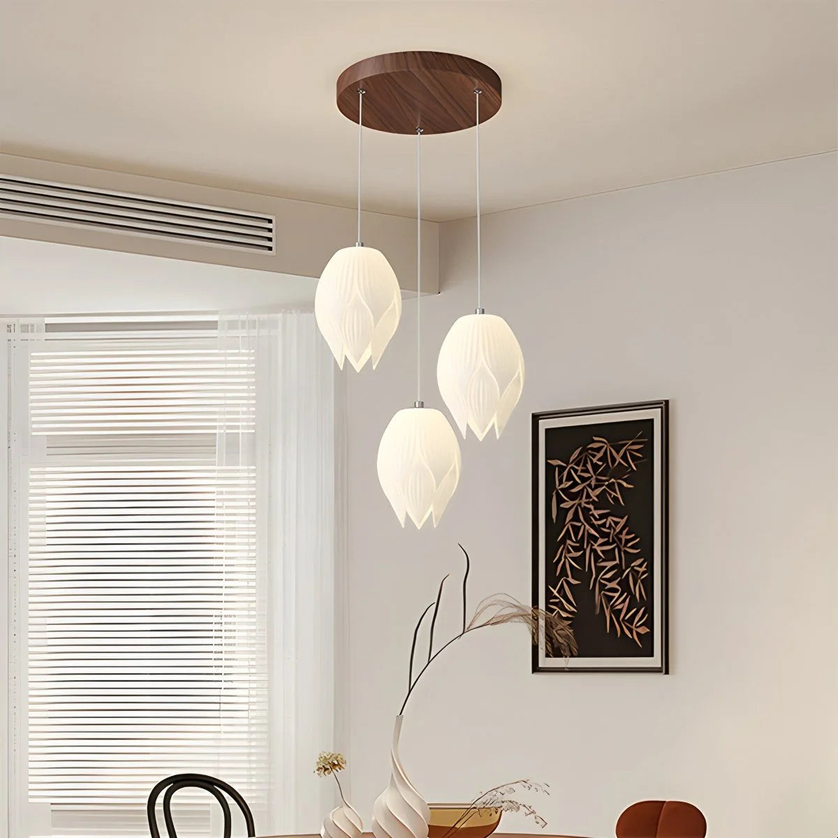Antizer Cream Tulip Long Pendant Chandelier for Staircase