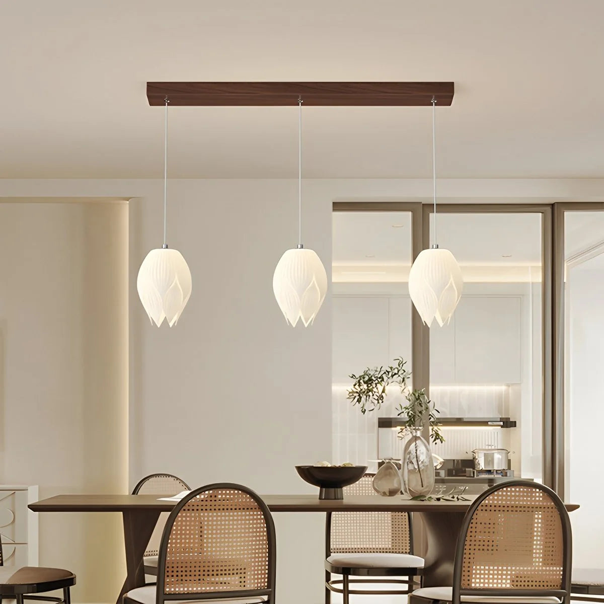 Antizer Cream Tulip Long Pendant Chandelier for Staircase