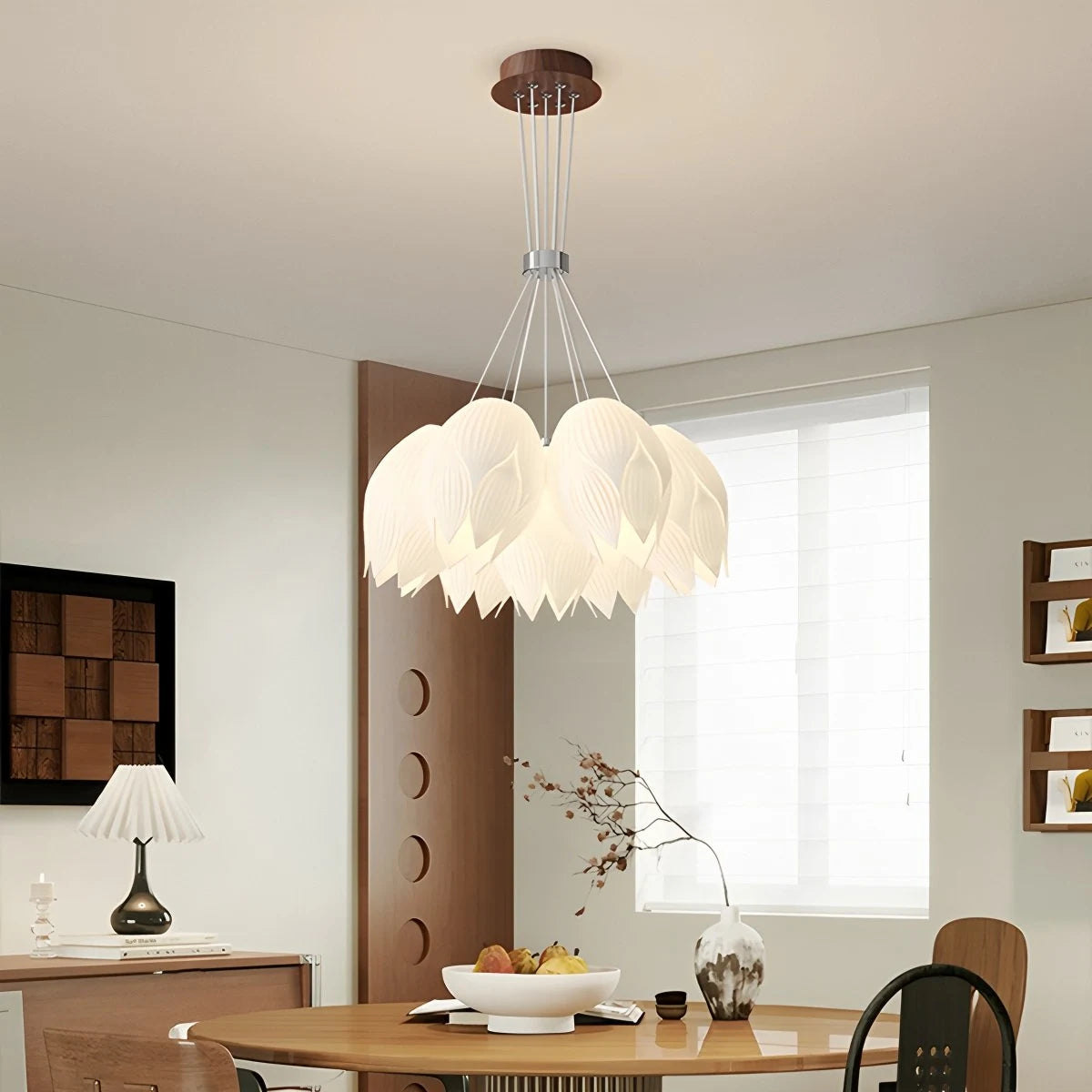 Antizer Cream Tulip Long Pendant Chandelier for Staircase