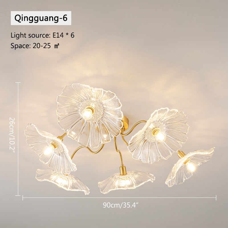 Lotus Leaf Glass Ceiling Lamp