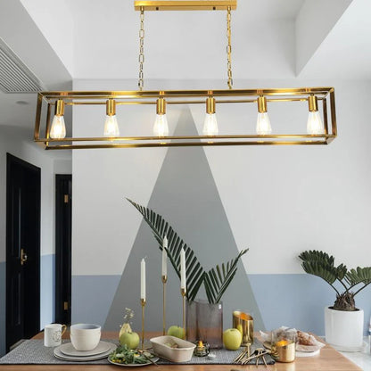 Antizer Rectangular Brass Pendant Lights for Dining Room