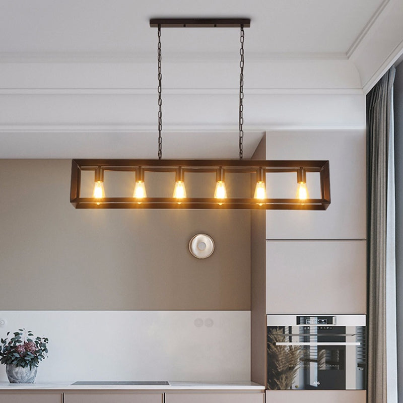 Antizer Rectangular Brass Pendant Lights for Dining Room