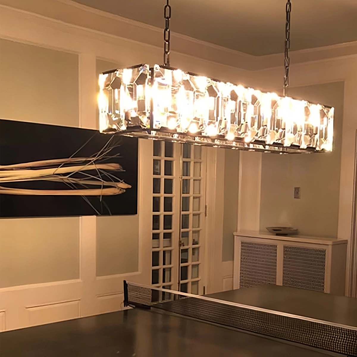 Antizer Rectangular Glass Chandelier