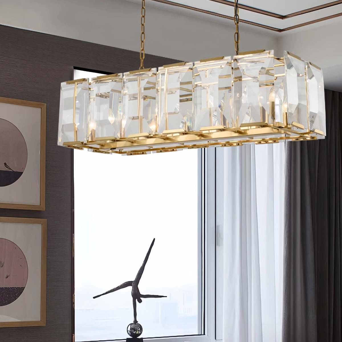 Antizer Rectangular Glass Chandelier