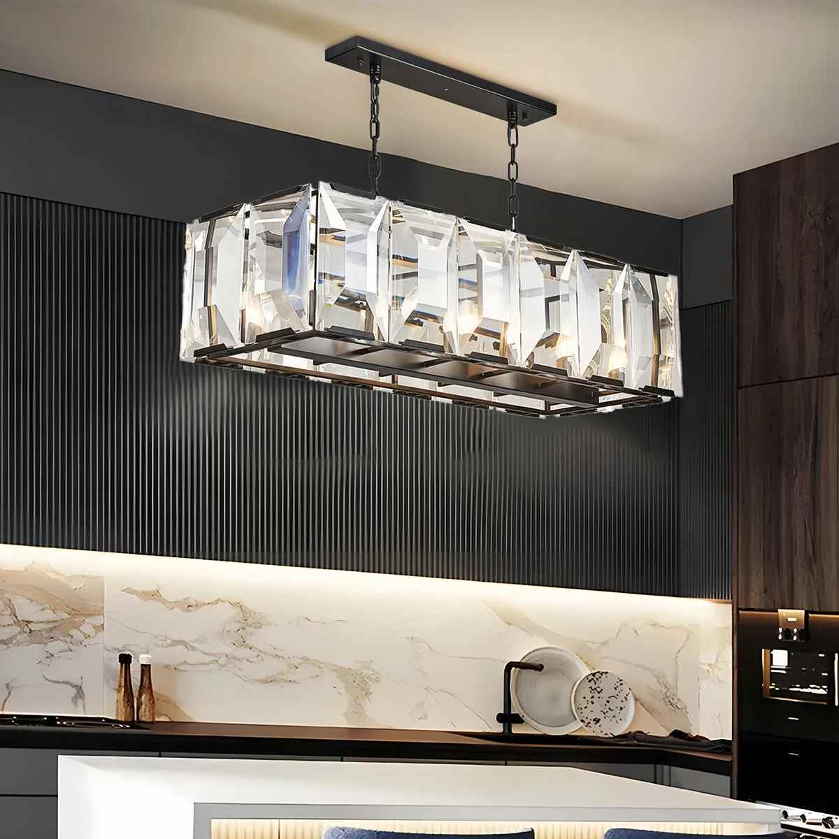 Antizer Rectangular Glass Chandelier