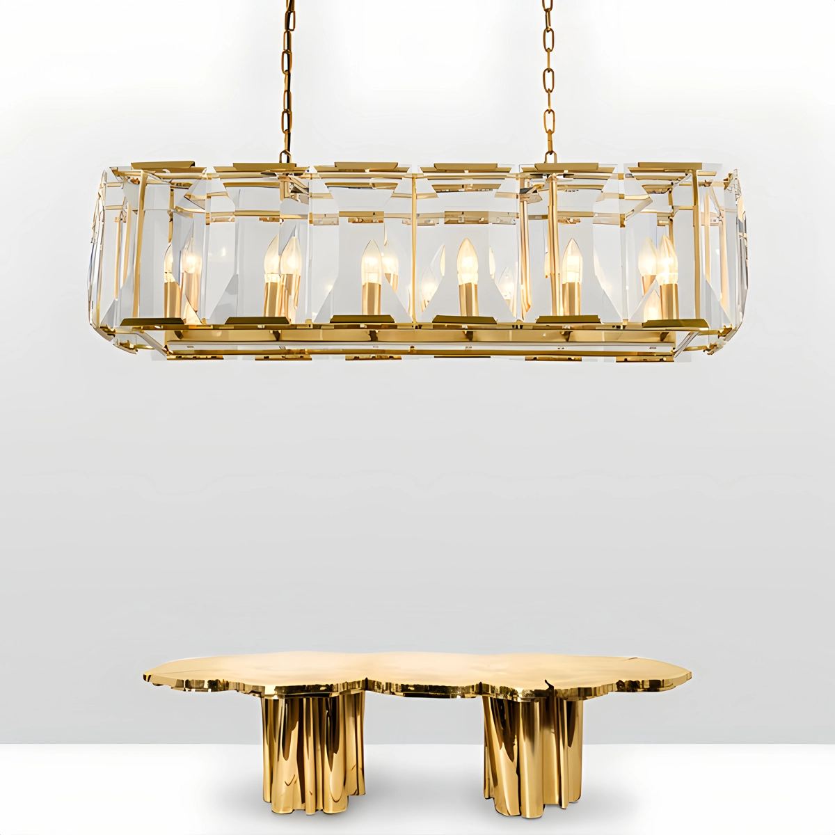 Antizer Rectangular Glass Chandelier