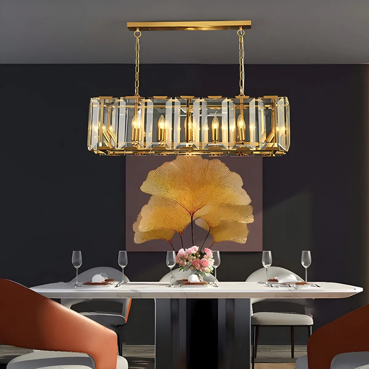 Rectangular Glass Chandelier