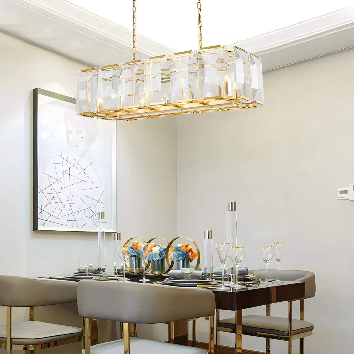 Rectangular Glass Chandelier