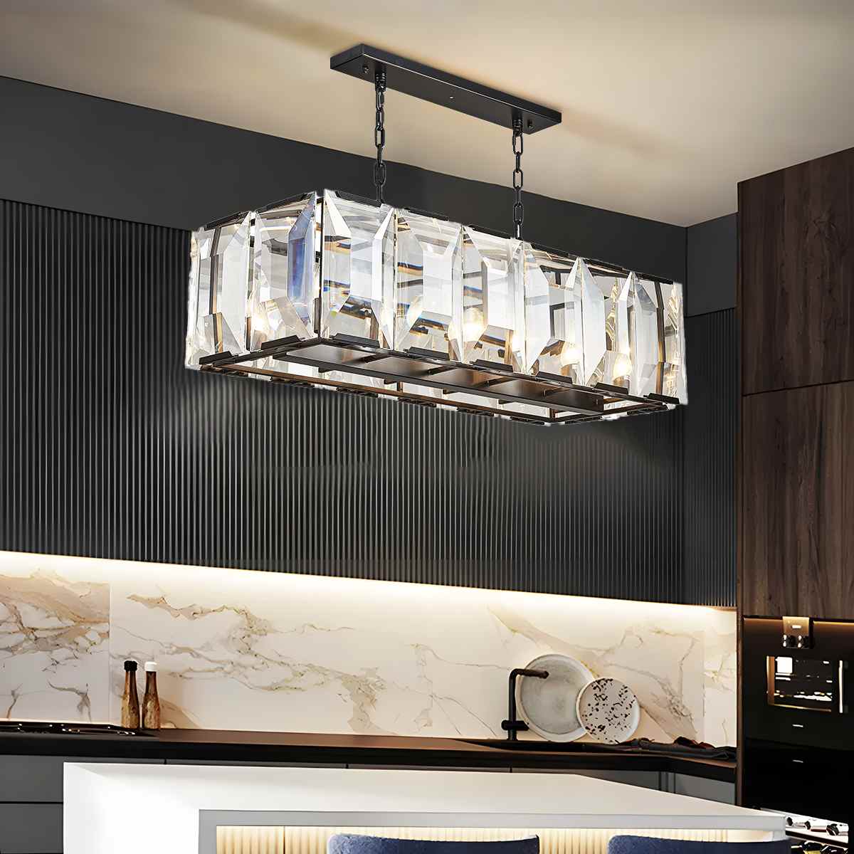 Rectangular Glass Chandelier