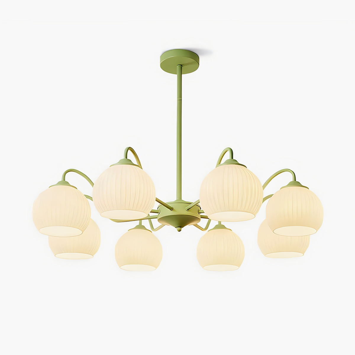 Ribbed Glass Matcha Chandelier