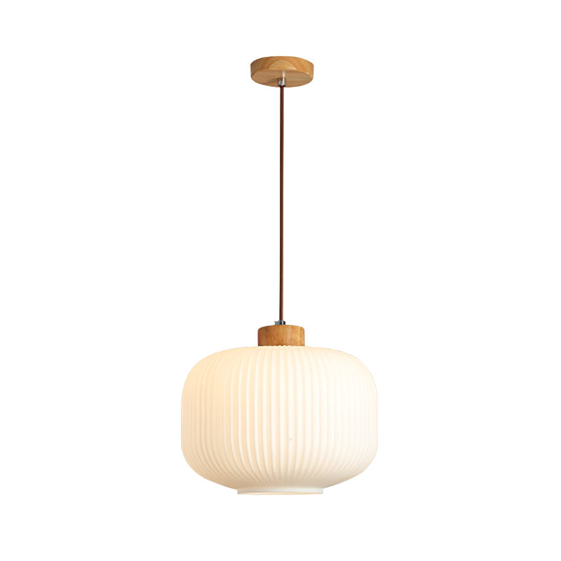 Modern Wood & Glass Rime Pendant Lamp: Acorn Design, Soft Diffused Light