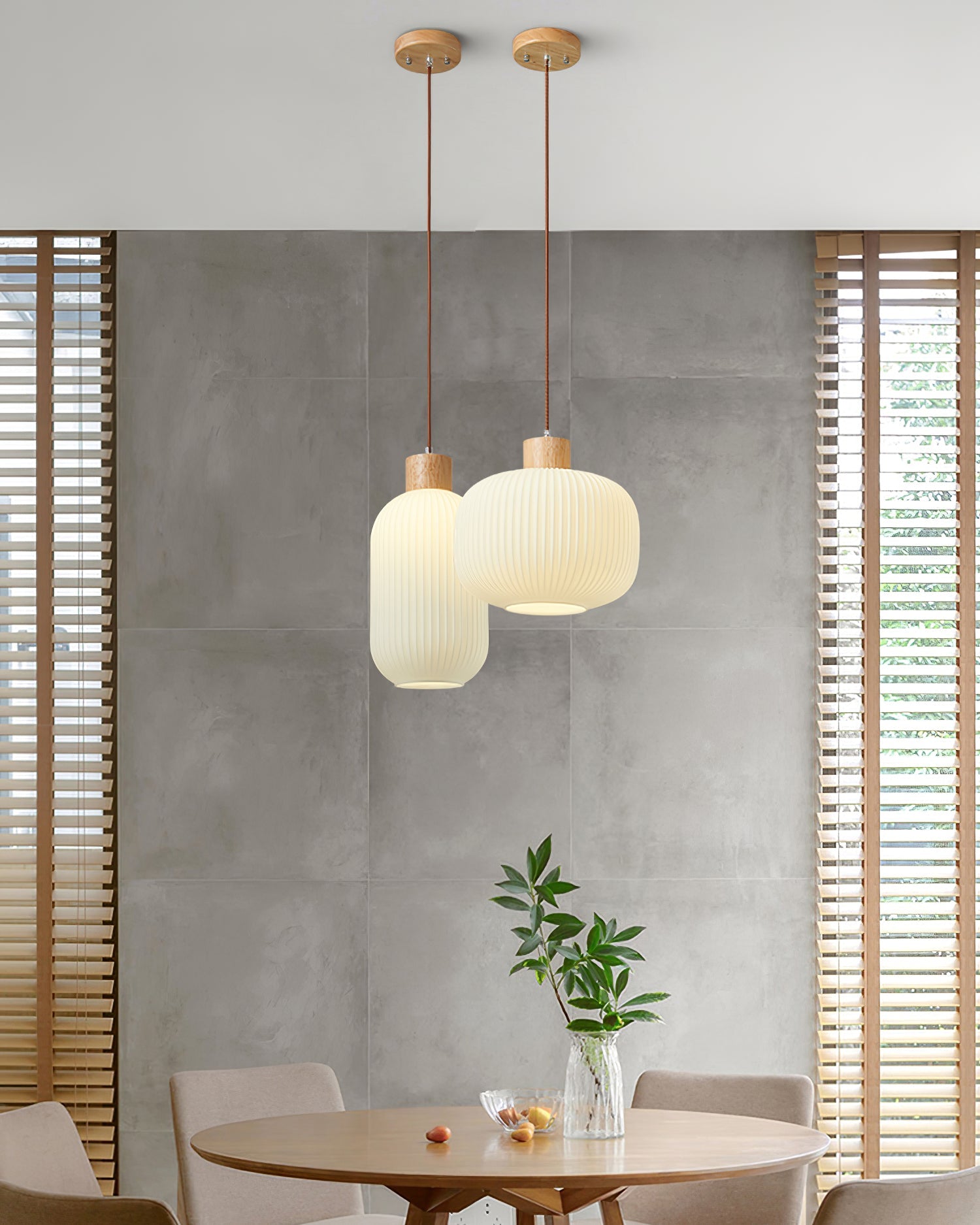 Modern Wood & Glass Rime Pendant Lamp: Acorn Design, Soft Diffused Light