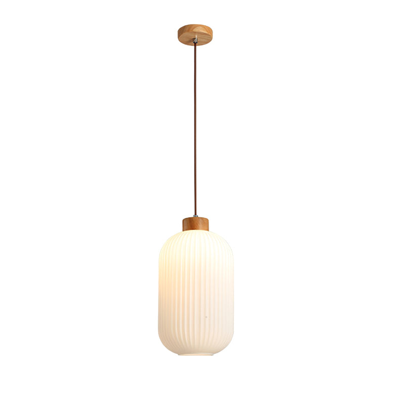 Modern Wood & Glass Rime Pendant Lamp: Acorn Design, Soft Diffused Light