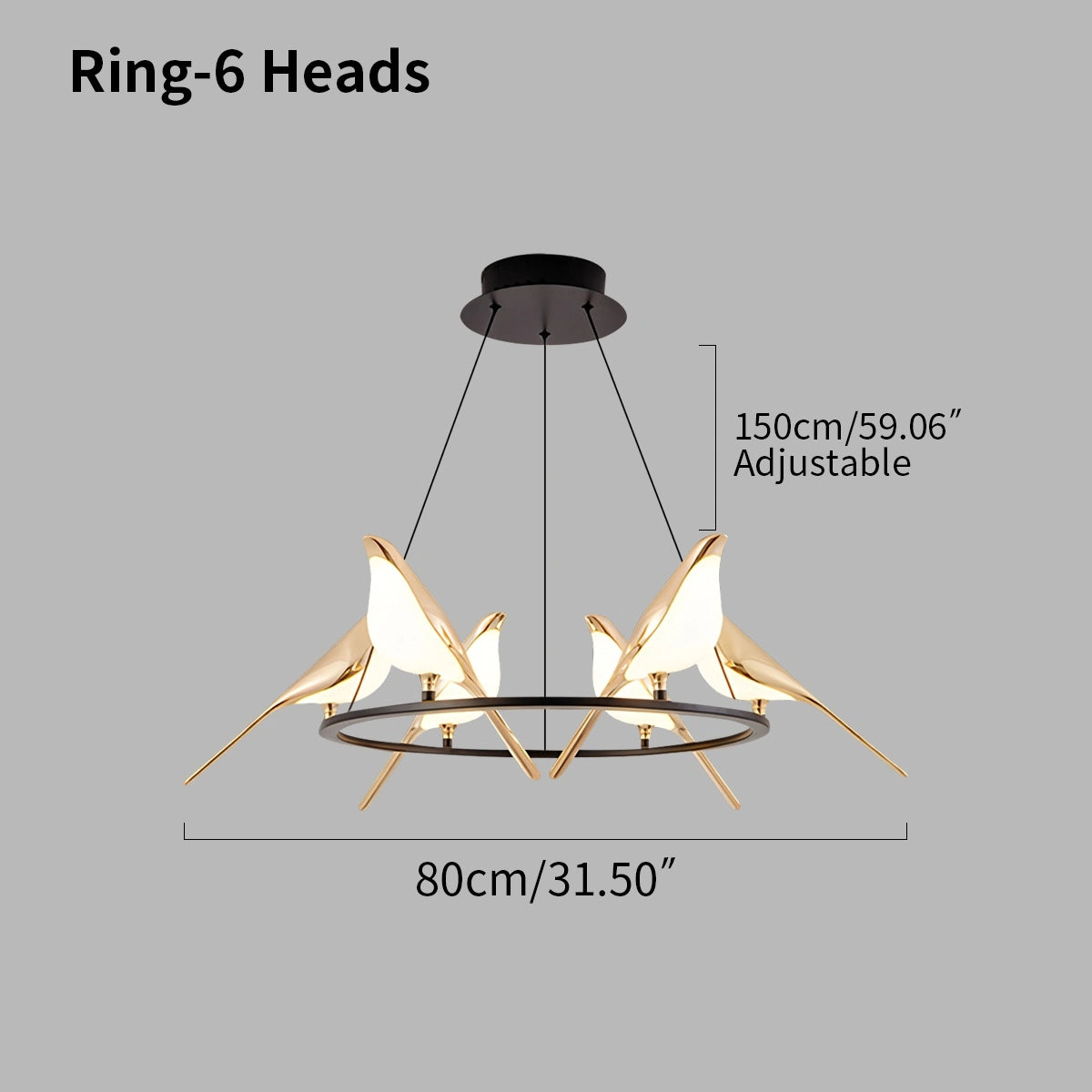 Antizer Modern Gold Birds LED Chandelier