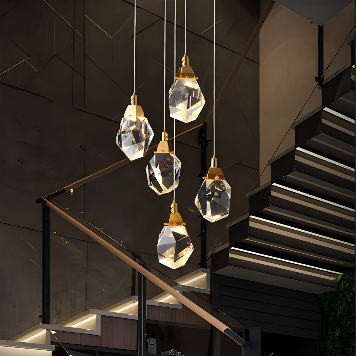 Rock Crystal Rain Chandelier