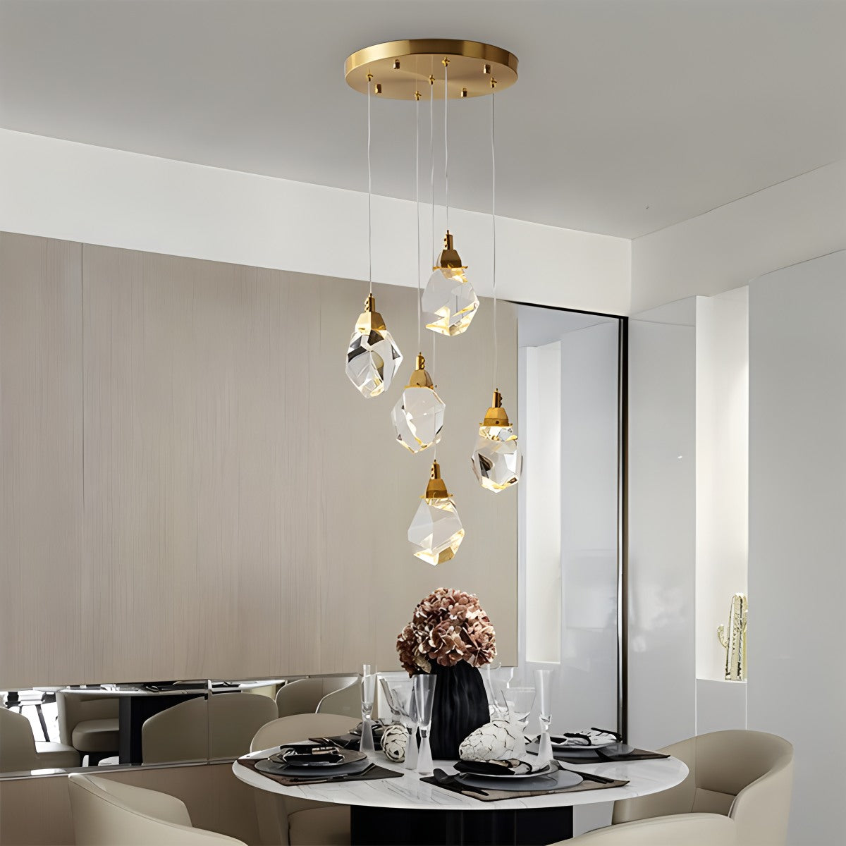 Rock Crystal Rain Chandelier