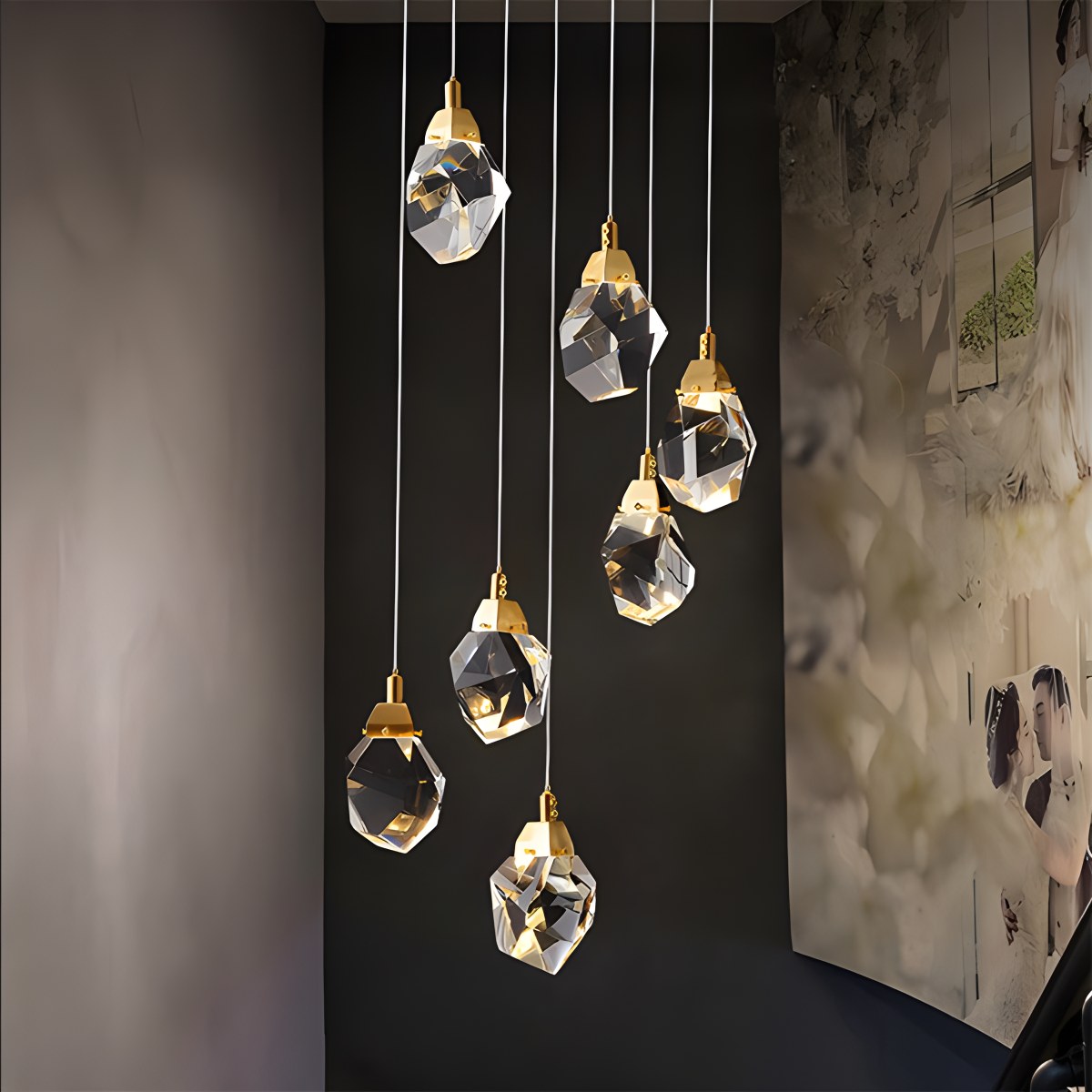 Rock Crystal Rain Chandelier