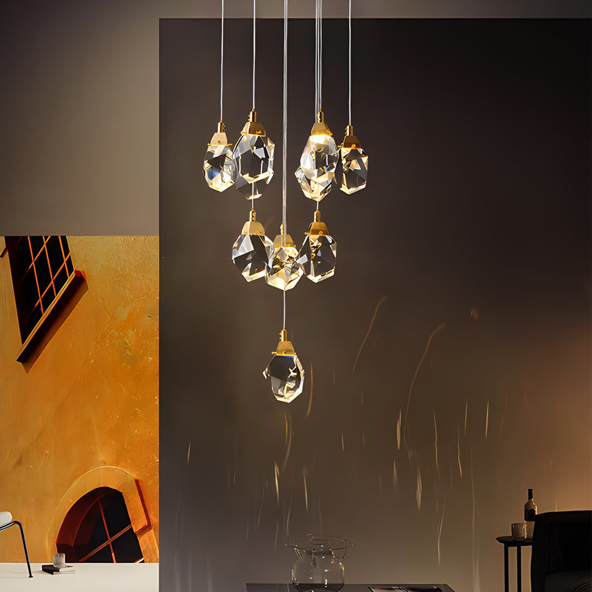 Rock Crystal Rain Chandelier